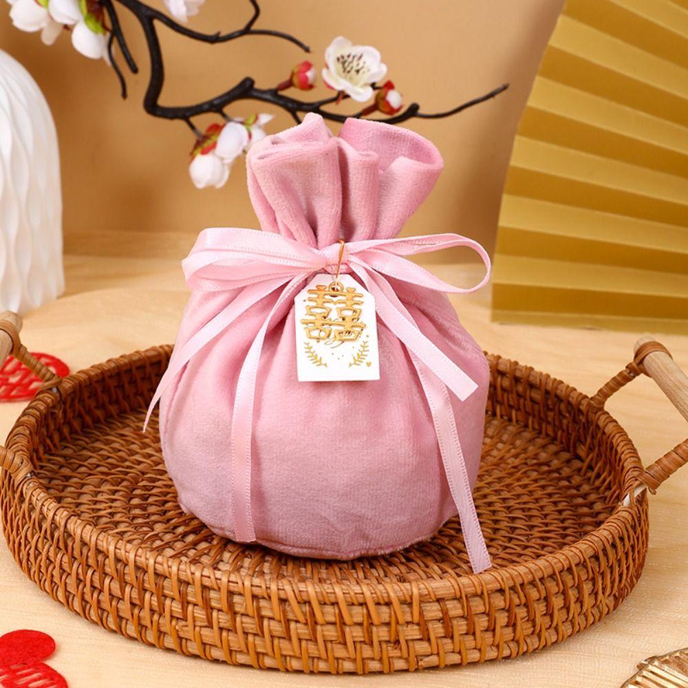 Chinese Drawstring Candy Bag Velvet Wedding Gift Bag Creative Flannel Gift Bag Wedding