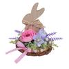 Wooden Easter Bunny Decoration Farmhouse Rustic Artificial Flower Colorful Egg Rabbit Table Sign Desktop Ornament