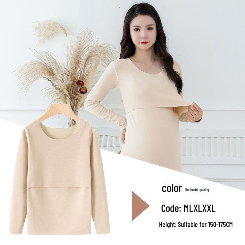 Бесшовный теплый осенний топ для беременных с бархатом, для кормления и послеродового периода, длинные рукава, 2003 г.