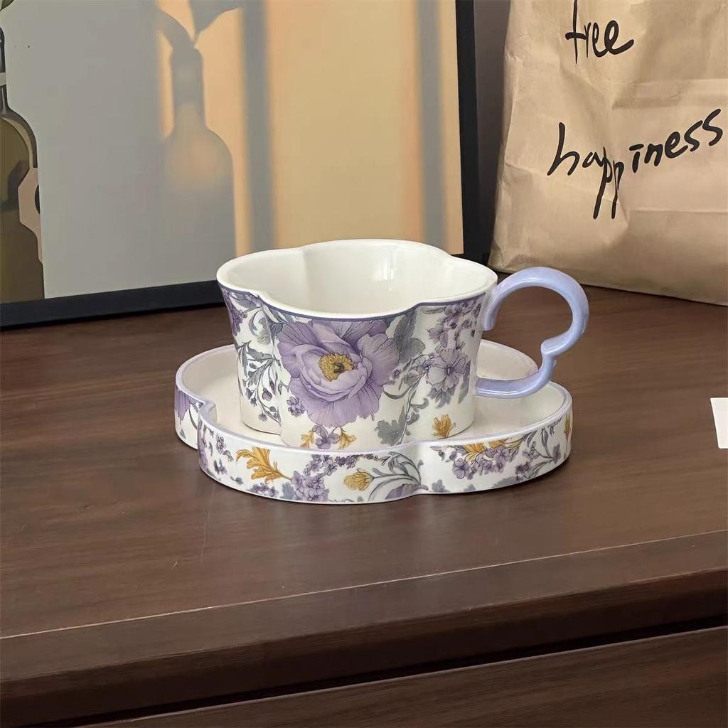 Ретро Весенние Облака Розовые Мечты Сливовый Цвет Форма Кофейные Чашки Блюдца Чашки для Латте Чашки для Послеобеденного Чая В качестве Сувениров