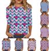 Women's Casual Loose Valentine's Day  Printed Round Neck Top With Three Quarter Sleeves T Shirt