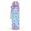 1PC Light Blue Small Flower 750ml Color Plastic Sports Water Bottle Leakproof Flip Straw Lid Suitable for Sports Office Home Use