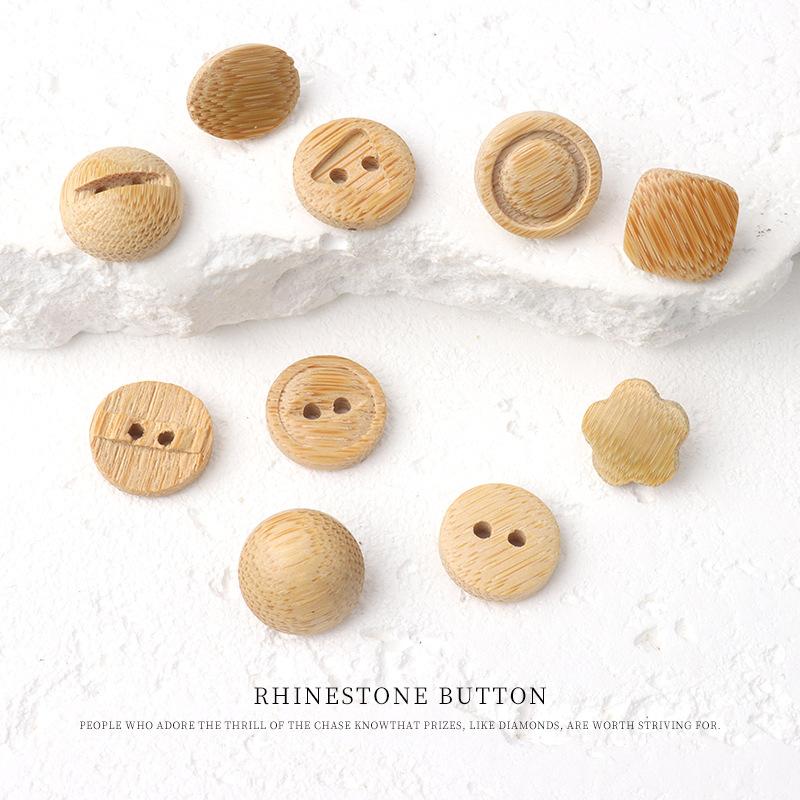 5pcs Primary Color Bread Natural Bamboo Buttons Cotton And Linen Literary Shirt Buttons Retro Sweater Cardigan Cheongsam Hanfu Buttons