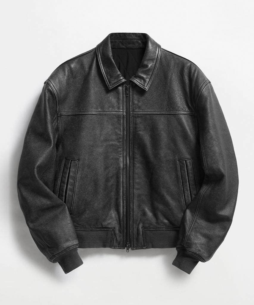 LMOOD Gargoyle Cowhide Leather Jacket Washed Black
