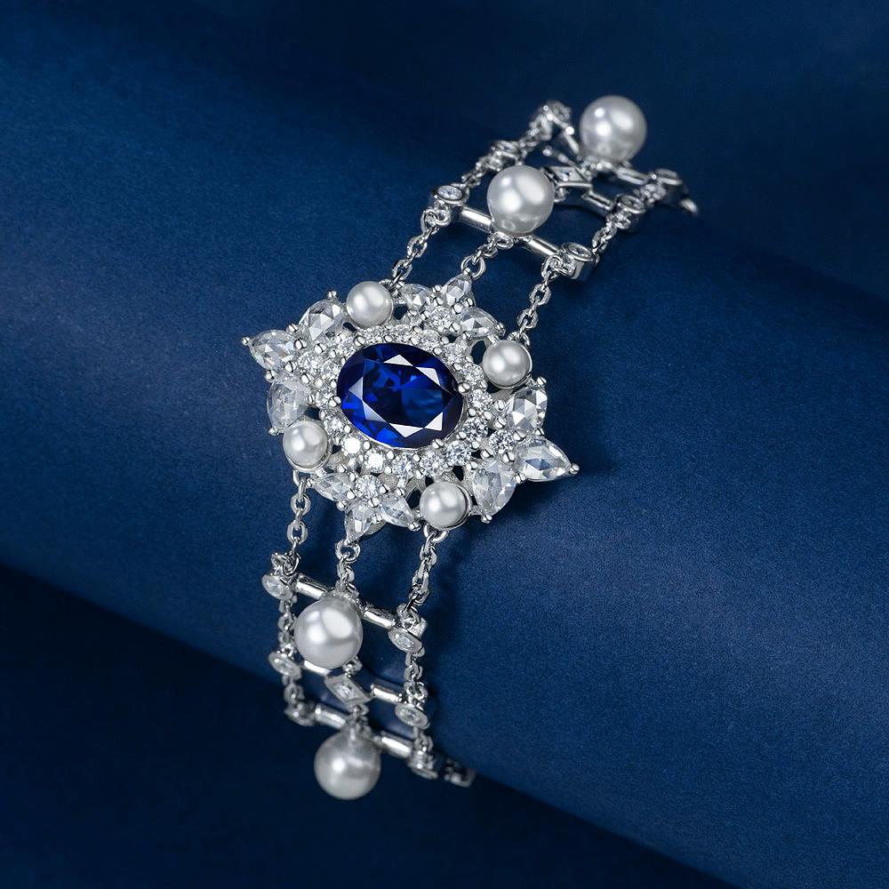 WUIHA 925 Sterling Silver 7 * 9 MM Lab Sapphire Emerald Ruby High Carbon Diamond Gemstone Wedding Bracelet Bangle Fine Jewelry