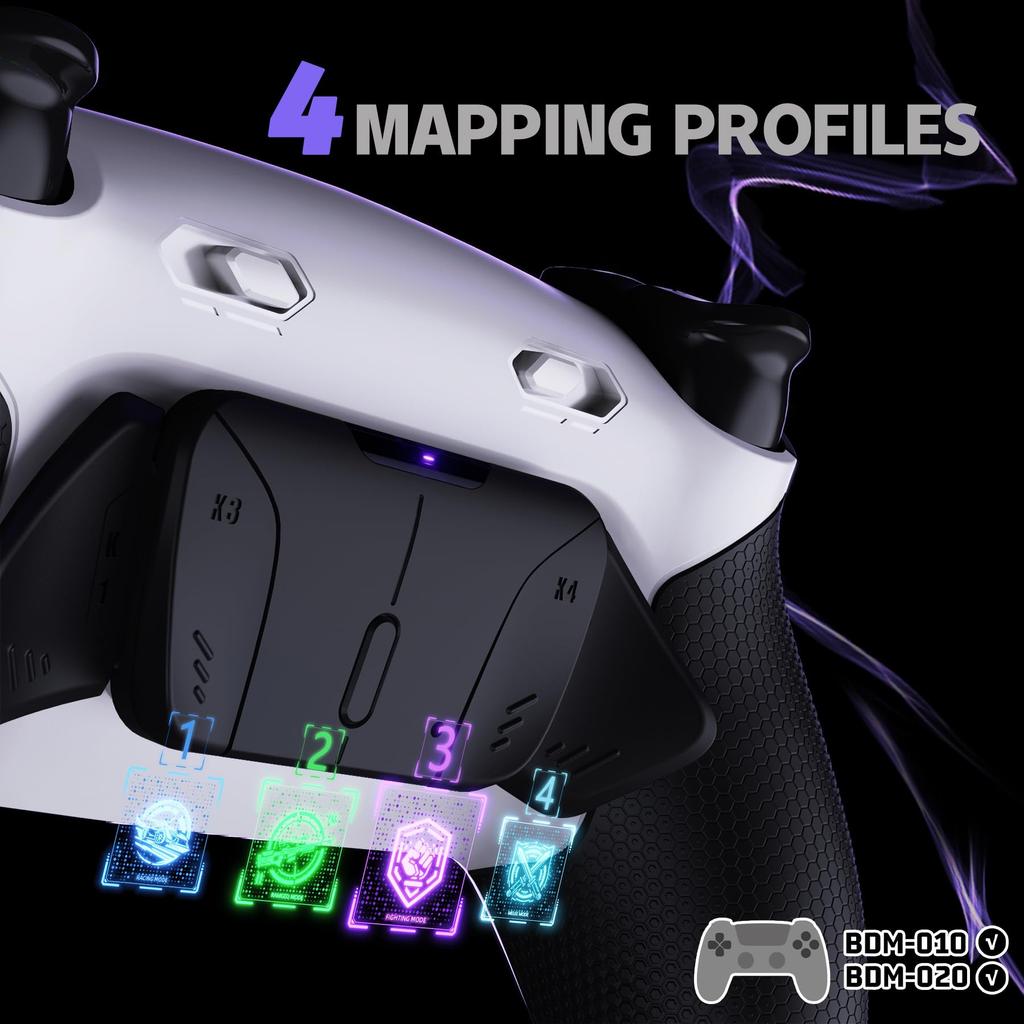 eXtremeRate RISE4 Plus MAX Back Paddle Kit Compatible with PS5 Controller with Clicky Trigger Stop Rubber Remappable Back Button Kit for Compatible