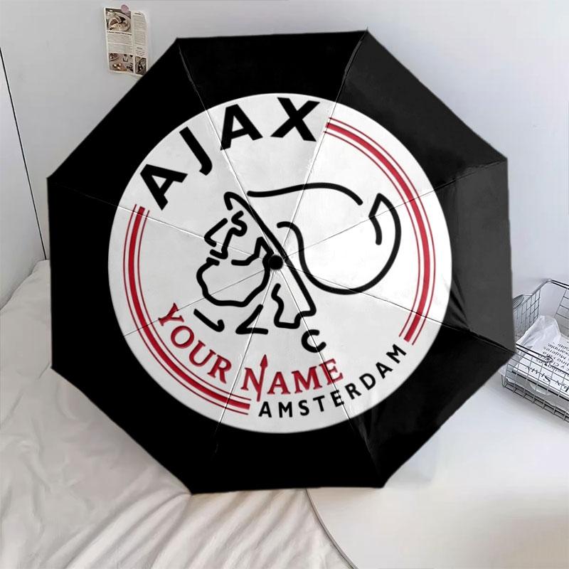 1 шт. Автоматический складной зонт - AFC Ajax, узор с индивидуальным названием, портативный и складной дизайн с 8 спицами, Рождественские и Дни рождения
