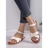 Large Size Flat Sandals Women Summer New Round Head Open Toe One Word Buckle Strap Outer Wear Sandals