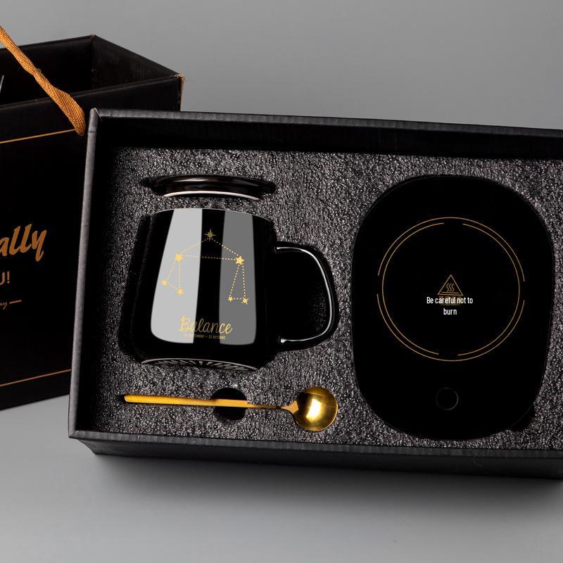 Персонализированная керамическая кружка для кофе с крышкой и ложкой - Праздничный дизайн для пар