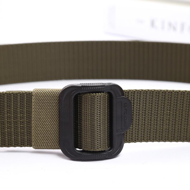 Unisex Tactical Canvas Nylon Belt with Plastic Buckle - Casual Style for Outdoor Wear