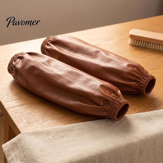 Reusable PU Sleeve Covers 1 Pair Waterproof Leather Sleeves, Unisex Oil-Resistant Protective Arm Covers, Easy Clean Sleeves to Non-Slip Adjustable