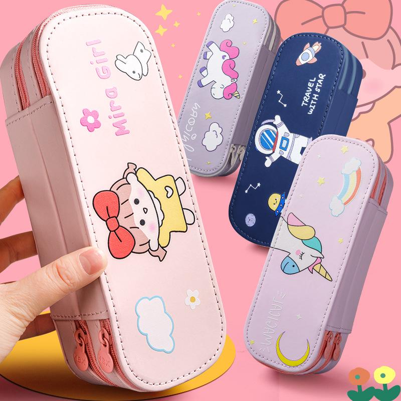 2024 Очаровательный мультяшный двухслойный пенал для девочек начальной школы в Японии - Большая вместимость и милый дизайн