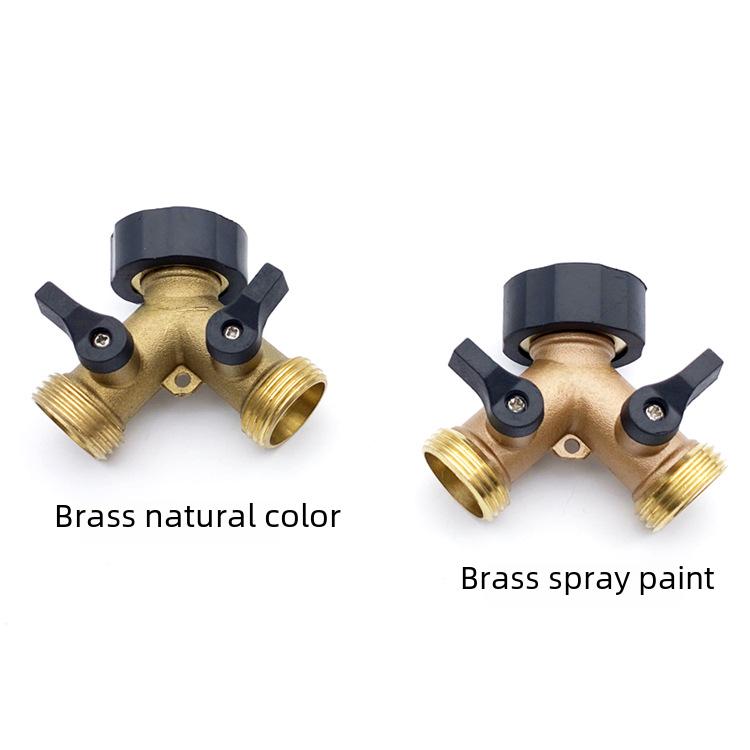 Brass Three-Way Y-Type Garden Hose Diverter Valve