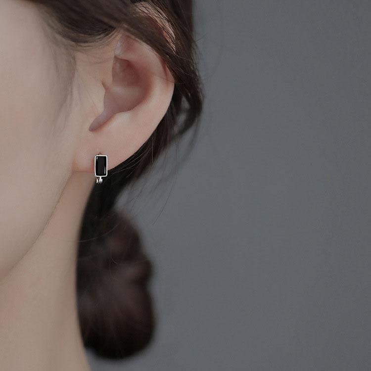 Квадратные серьги-клипсы из стерлингового серебра S925, женские серьги-гвоздики, летние серьги-кольца в морозном стиле, серьги-кольца