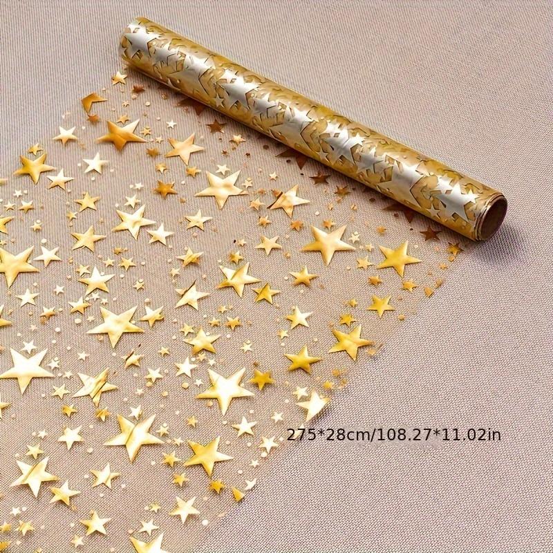 Gold Star Glitter Metallic Table Runner Bling Star Table Cloths Runner Thin Mesh Tabletop Metallic Roll for Home Party Dinner