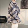 Мужская стеганая шерстяная клетчатая куртка: Свободный, Утепленный, Модный Американский Повседневный Топ с Лацканами на Зиму