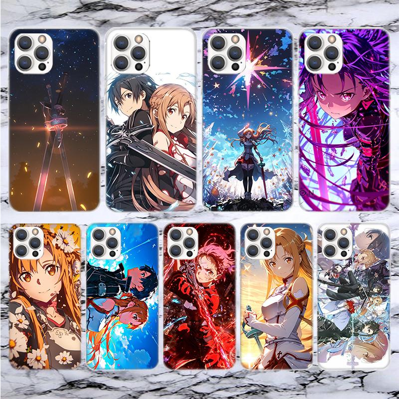 Аниме Sword Art Online SAO Мягкий чехол для телефона для iPhone 16 15 14 13 12 11 Pro Max X XR XS 7 Plus 8 + SE 16Max С рисунком Индивидуальный C