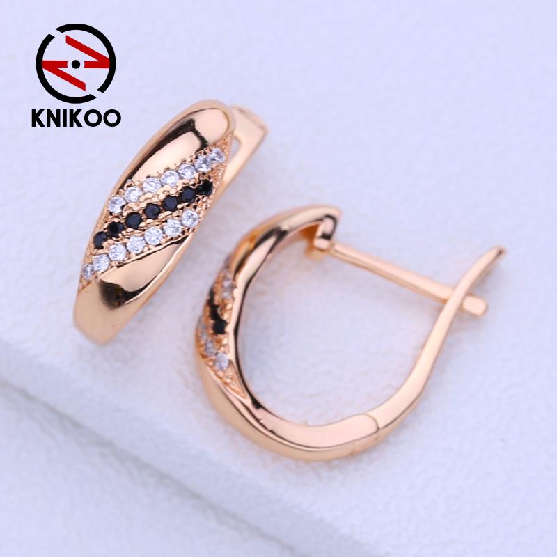 KNIKOO Серьги-клипсы для женщин, модные черные серьги-гвоздики с кубическим цирконием, ювелирные изделия для свадебной вечеринки, подарки