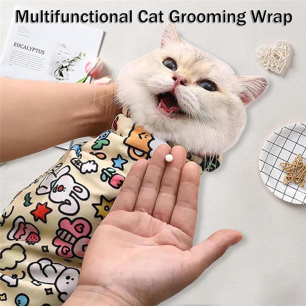New Cat Wrap For Grooming,Cat Restraints For Grooming,Very Soft Cat Blanket To Wrap Cat Restraint For Nail Clipping (L (Within 22lbs))
