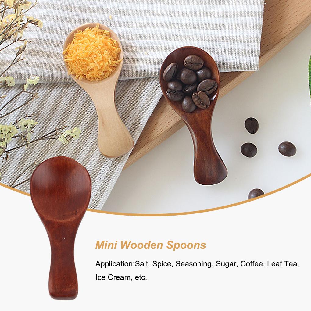 Wood Spoon Space Saving Coffee Scoop Short Handle Handily Gripped Kitchen Tool Home Supplies Craftsmanship Smooth