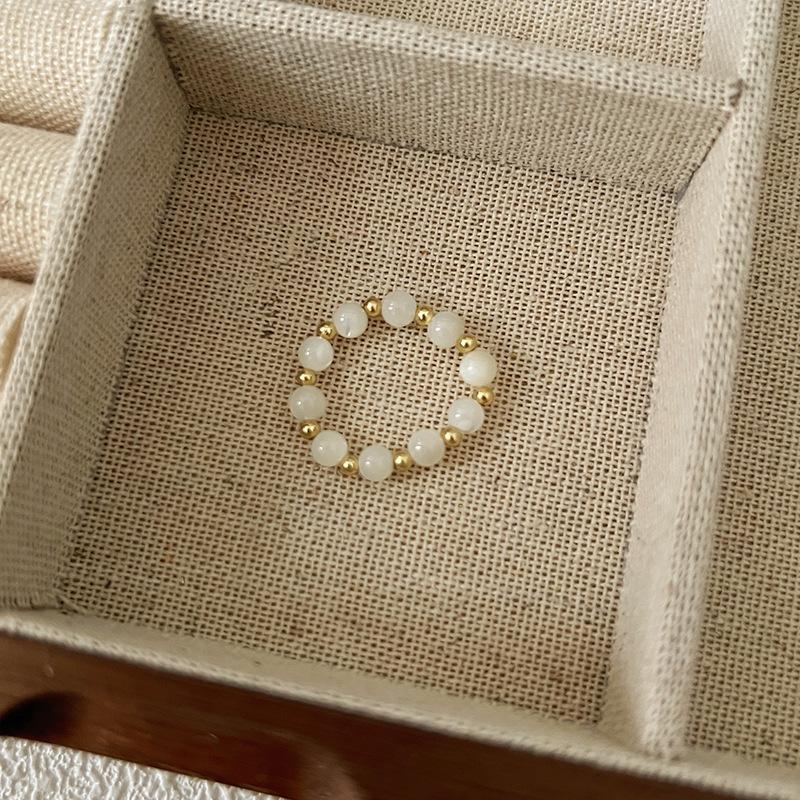 Кольцо с жемчугом, эластичное, женское, литературное, для ношения в несколько рядов, на указательный палец, высококачественное, ручной работы, ювелирное изделие