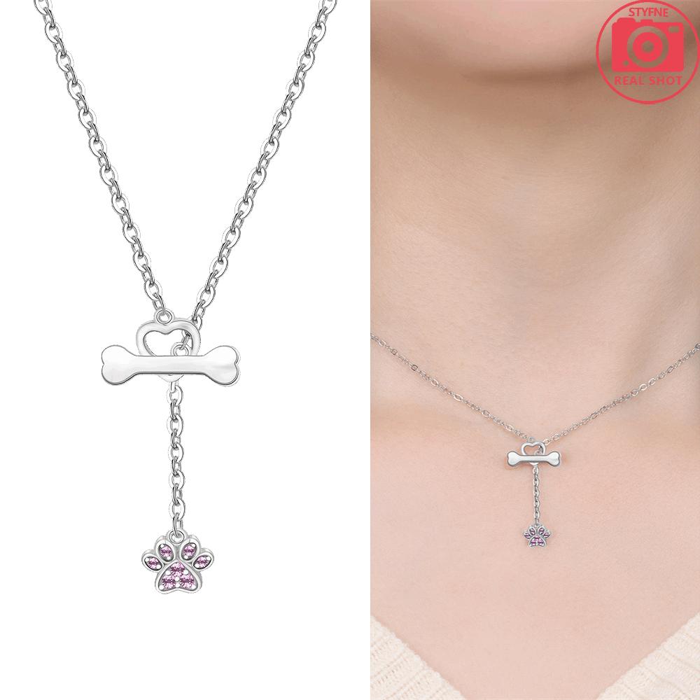 Pink Crown Necklace Rose Flower Women's Butterfly Necklace Bone Tassel Jewelry Original 925 Silver Valentine Gift Anniversary