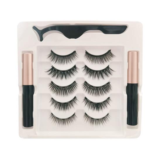 1 Set Magnetic Eyelashes with Eyeliner Tweezer Natural Looking Magnetic Fake Lashes with Applicator Tool Women Girls Eye Makeup Tools