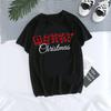 cotton   Christmas Cartoon Rudolph Reindeer Breaking Paper Print T Shirt Women Holiday Casual Short Sleeve Top