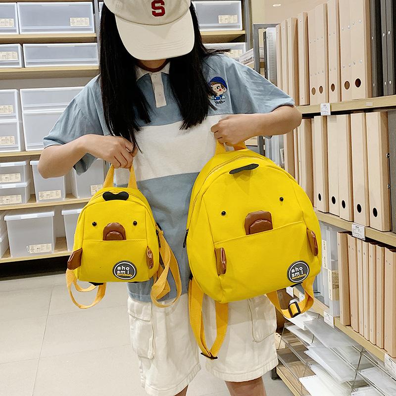 2024 новый холщовый рюкзак Douyin тот же родитель-ребенок милый маленький желтый утенок мультяшный рюкзак