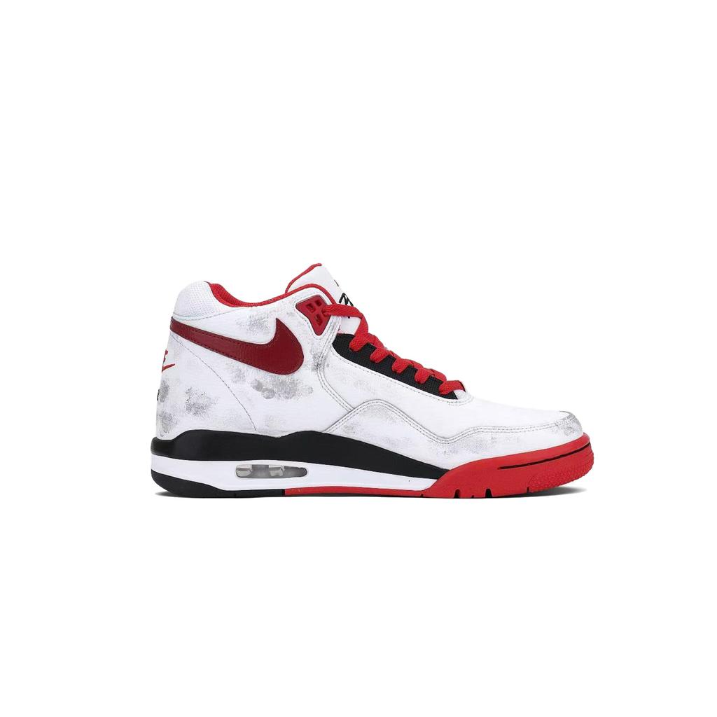Nike Flight Legacy Vintage Basketball Shoes Men's Mid top White Red Black BQ4212-100
