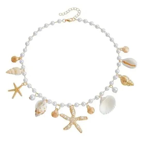 Fashion Natural Shell Conch Sea Star Imitation Pearl Tassel Pendant Waist Chain for Women Sexy Boho Summer Chain Belt Necklace