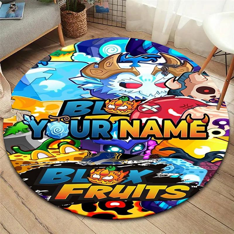 Bloody Fruits Adventure Custom Name Round Area Rug Carpet Rug For Living Room Bedroom Sofa Playroom Decor Nonslip Floor Mat