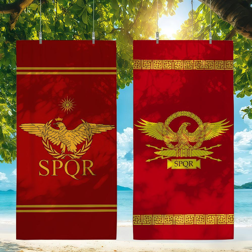 SPQR Золотой орел ветвь оливы стрела Быстросохнущие пляжные полотенца подходят для бассейнов, кемпинга, йоги и спортзала
