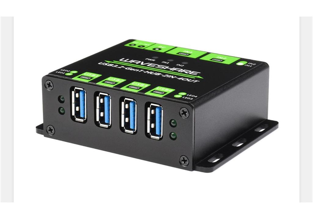 Dual Host Industrial 4-Port USB 3.2 Hub, 2-in-4-out Expansion Module