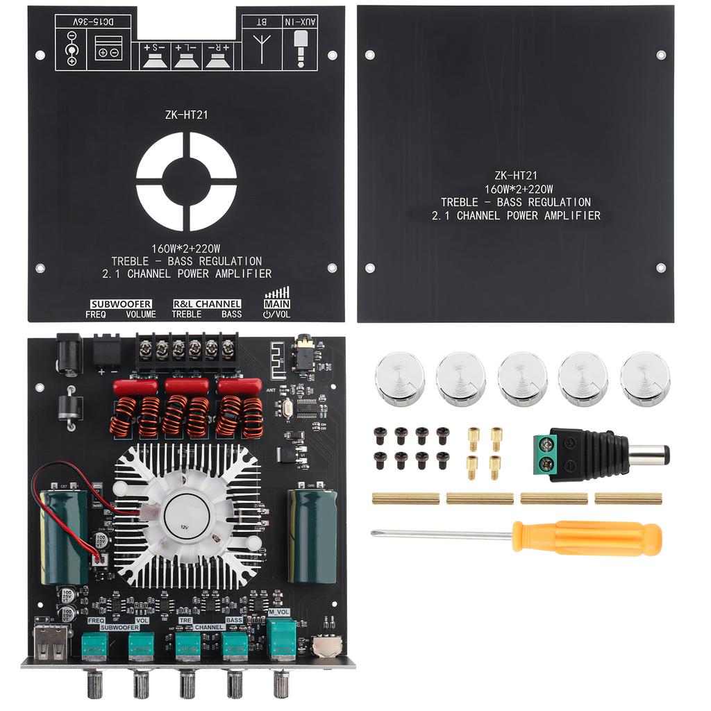 ZK-HT21 TDA7498E 2.1-канальная 160 Вт x 2 220 Вт Сабвуфер bluetooths Плата усилителя Высокая мощность Автомобильная аудиосистема DIY Динамики Регулировка высоких частот DC15-36V Стерео