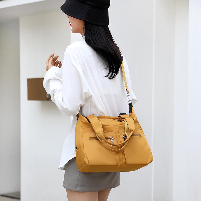 Solid Color Handbag Nylon Shoulder Bag Women's Large Capacity Tote Bag