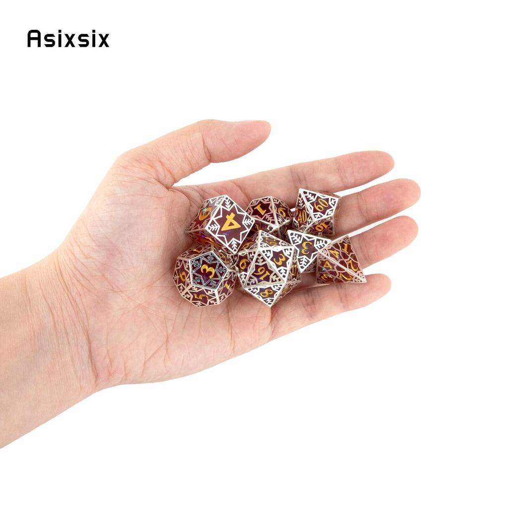 7 шт., красная снежинка, смола, золотой номер, многогранные кости с острыми краями, подходят для ролевых ролевых игр, настольная игра