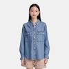 Levis SS24 Летняя Коллекция Деним Однотонная Свободная Рубашка с Длинным Рукавом Женские рубашки Темно-синий 001BO-0000