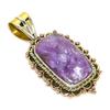 Natural Russian Charoite Two Tone 925 Solid Sterling Silver Pendant 1.50'' U5b24