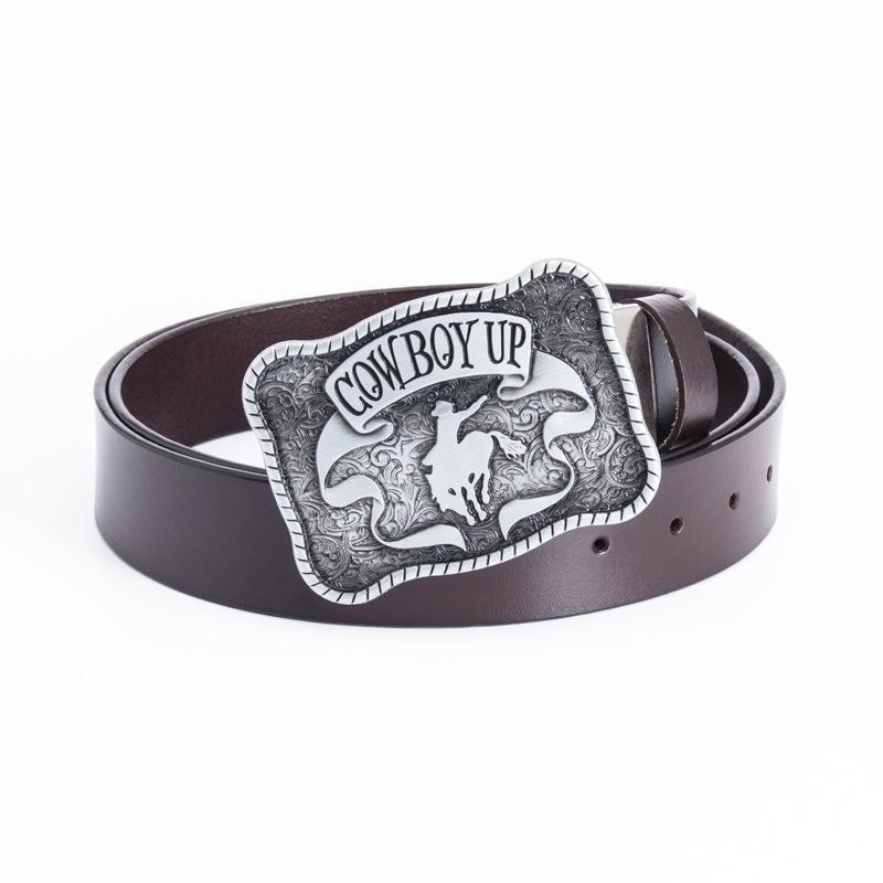 Ремень из воловьей кожи Независимая упаковка Мужской черный ремень Металлическая одежда для взрослых Аксессуары