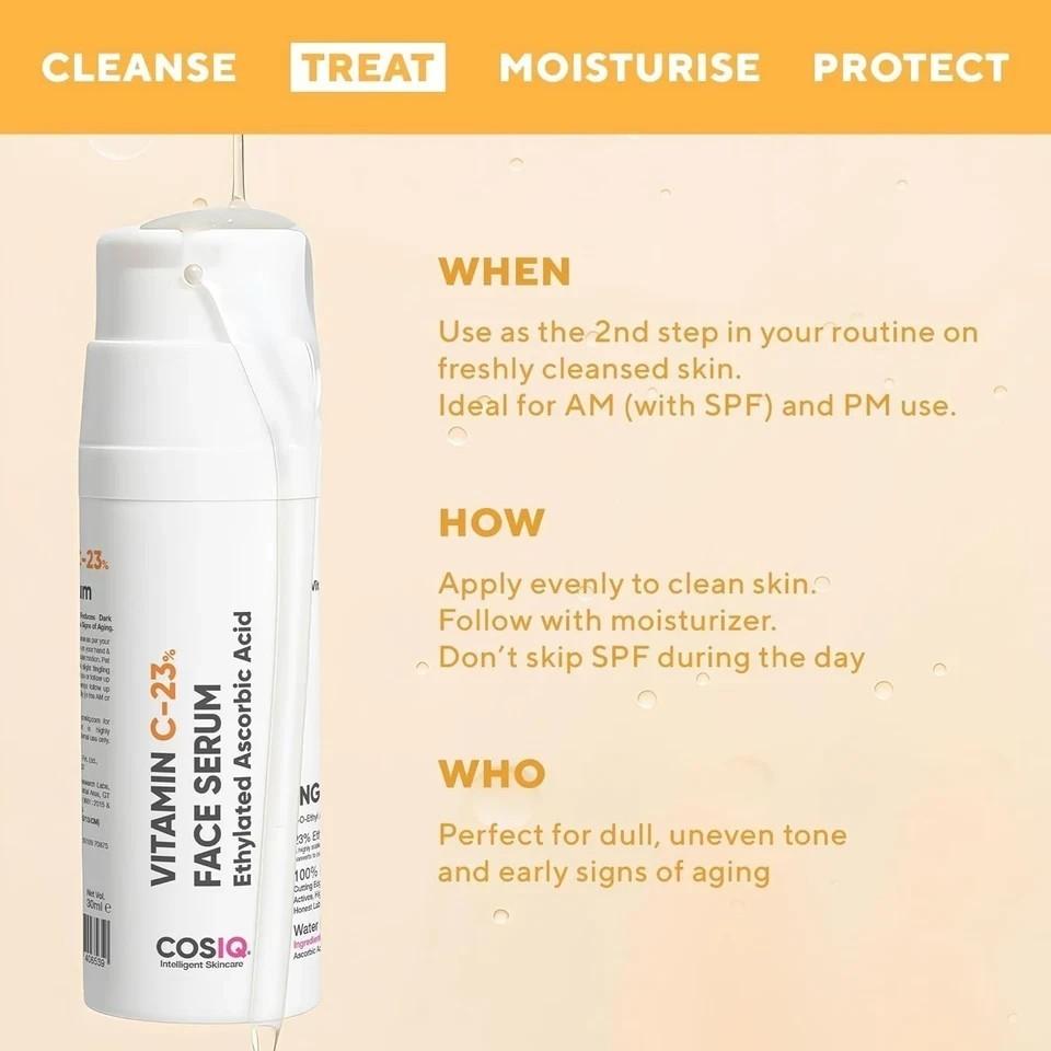Cos-IQ 23% Vitamin C Face Serum for Glowing Skin 30ml