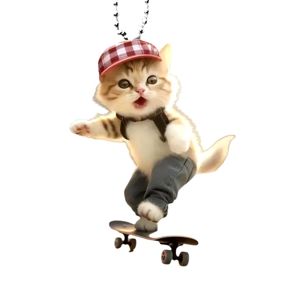 Подвесной декор для автомобиля, украшение для зеркала заднего вида, украшение в форме кошки, 2D-украшение для салона автомобиля, доступ для подвешивания P8B9