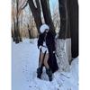 Autumn and Winter Beach Sheep Fur Imitation Fur Coat Women's Extended Fashion Black Long-sleeved Plush Coat