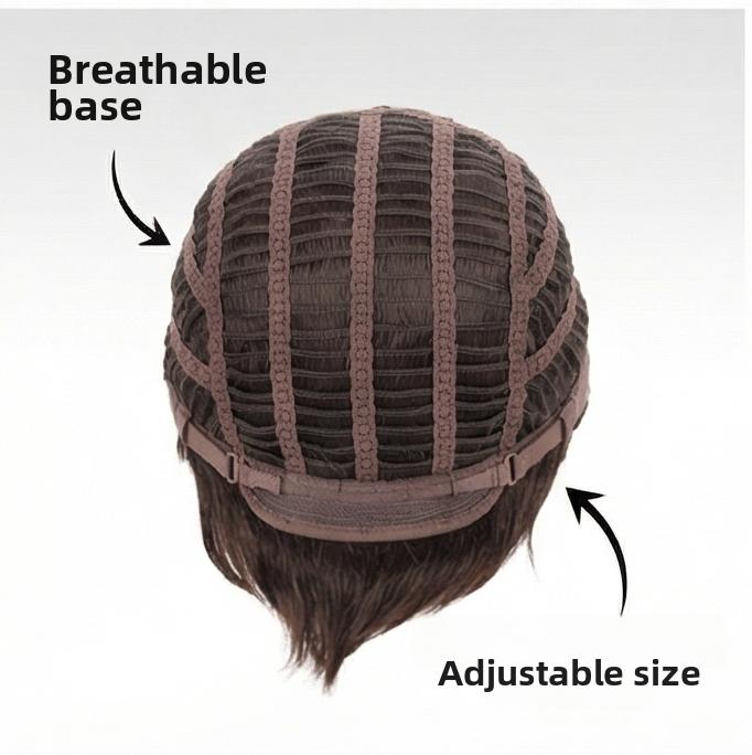 Мужской коричневый короткий прямой парик с боковым пробором