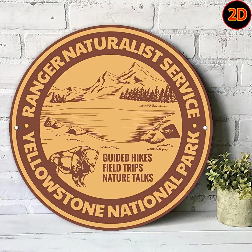 Winter Cabin in Snowy Forest D Flat Round Metal Sign Cozy Christmas Winter Wall Decor for Home Living Room