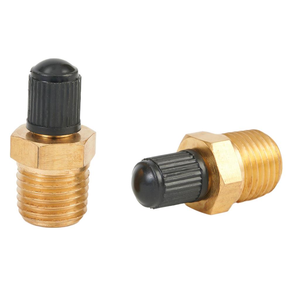 4Pcs 1/4" NPT MPT Tank Fill Valves Solid Brass With Core Black Plastic Cap Air Compressor Tank Fill Valve For Air Compressor