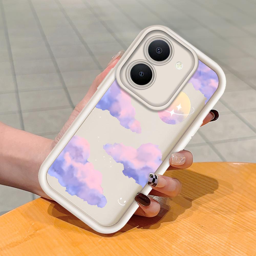 Soft Silicone Square Ladder Printing Pattern Phone Casing Full Cover Camera Shockproof Protection Rubber Case for Vivo