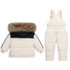 Baby Down Jacket with Real Raccoon Fur Collar, Thickened Coat, Cold-proof Suit, Detachable Crotch Overalls