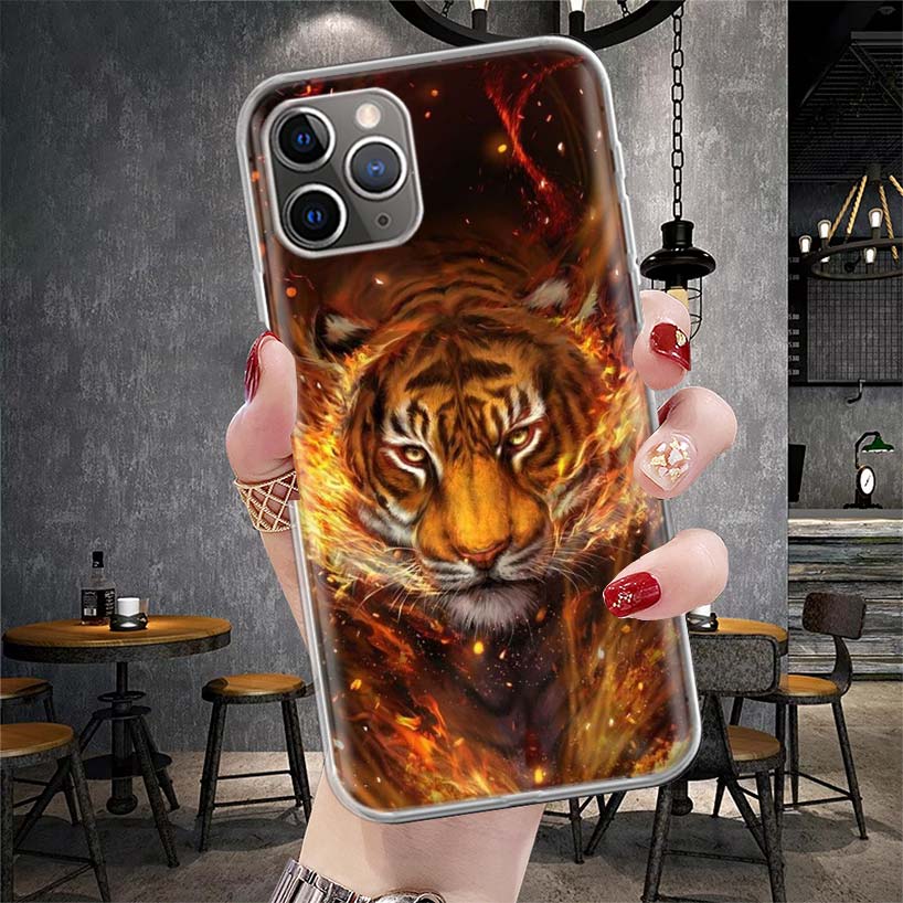 Ferocious Tiger Animal Soft Phone Case For IPhone 11 17 Air 16E 16 Pro Max 15 + 14 Plus 13 Mini 12 Apple 7 SE 8 Fundas Coque 11