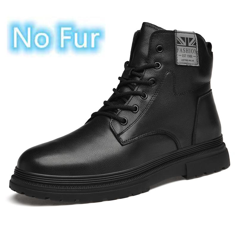 Модная мужская зимняя обувь из натуральной кожи высокого качества, черные мужские мотоботы, роскошный бренд, теплые ботильоны, панк-стиль, повседневная обувь